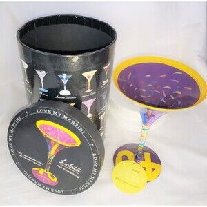 Lolita “40 Something” Hand Painted Martini Glass New In Box Retired Design GIFT
